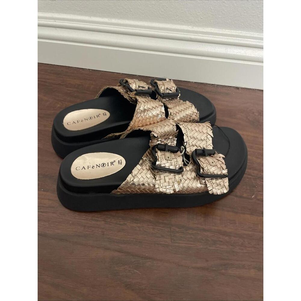 Italy Made CafeNoir  buckle woven flat Sandal size 39Euro New $176 msrp - Picture 7 of 9